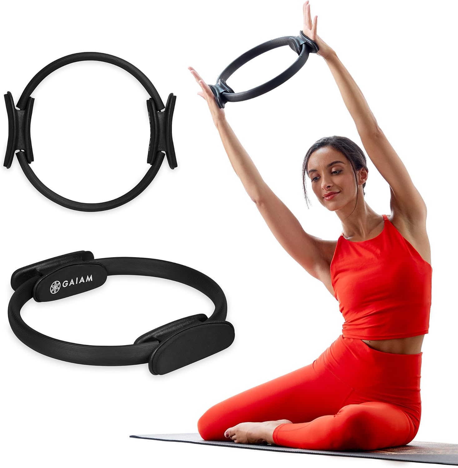 Cerchio Fitness Gaiam Per Pilates Con Manici In Schiuma - 38 Cm, Resistente E Leggero Per Tonificare Gambe E Braccia